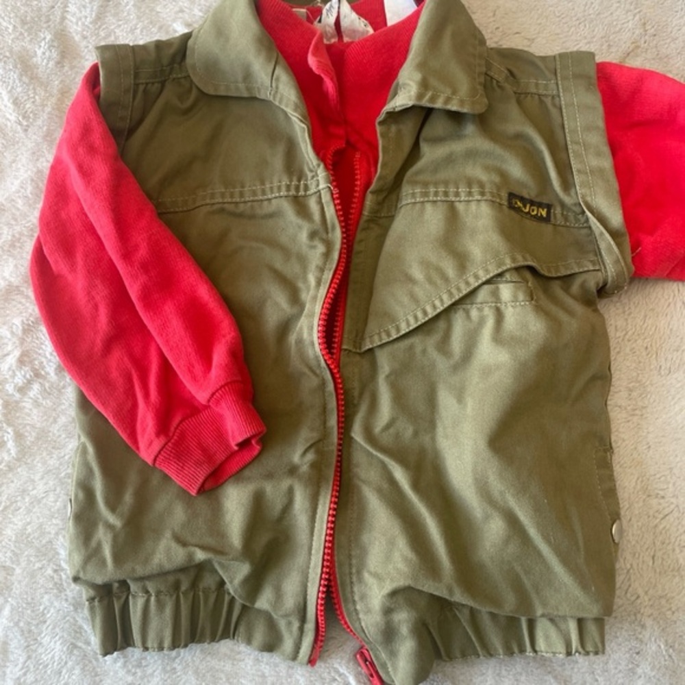 Vintage Dijon Green and Red Jacket with Zip Closure size 4